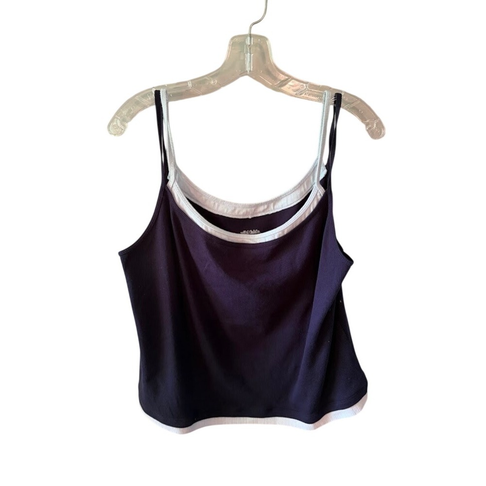 Wild Fable Navy Blue Ribbed Double Strap Layered Cami Tank Top XXL L0394